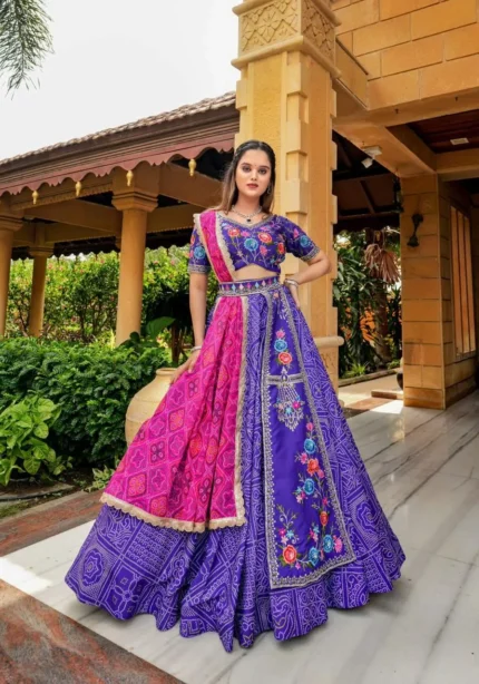 Iris Purple Color Lehenga Choli With Mens Kurta For Couple Combo Outfit