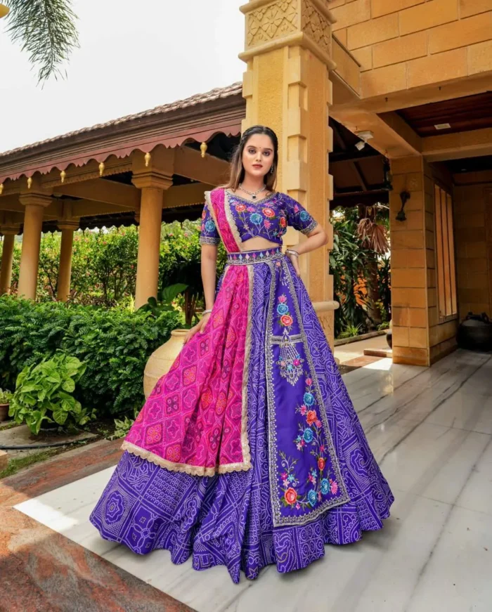 Iris Purple Color Lehenga Choli With Mens Kurta For Couple Combo Outfit