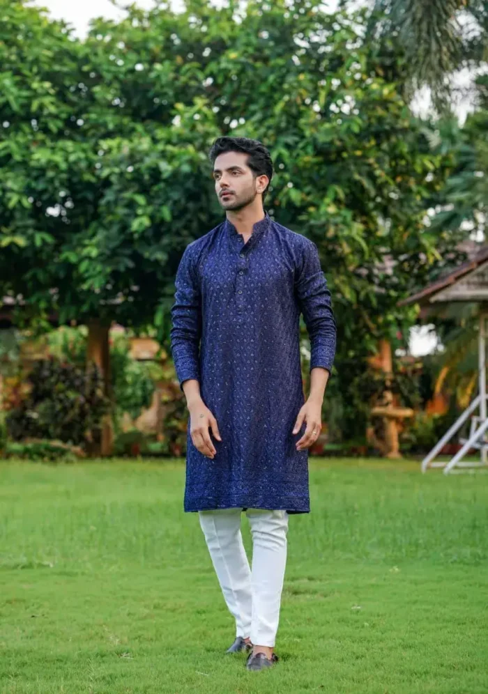 navy blue mens kurta