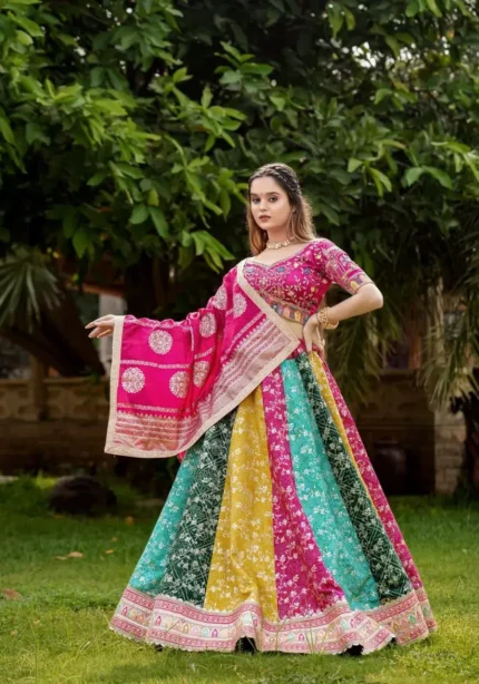 Multi Color Embroidered Lehenga Choli with Kurta