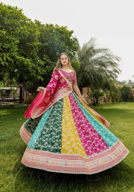 Multi Color Embroidered Lehenga Choli with Kurta