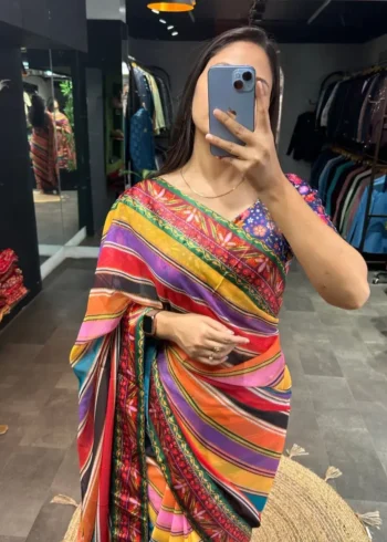 Alia Multi Lining Georgette Saree