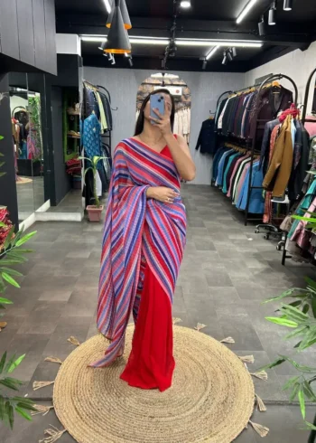 Designer Bollywood Pleated multi colour Saree