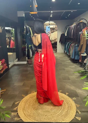 Designer Party Wear Saree With Stitched Blouse