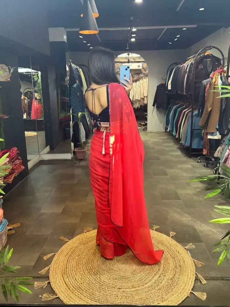 Designer Party Wear Saree With Stitched Blouse