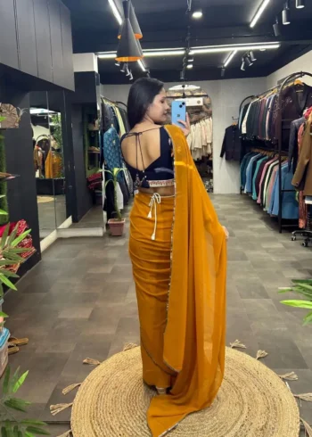 Designer Party Wear Saree With Stitched Blouse