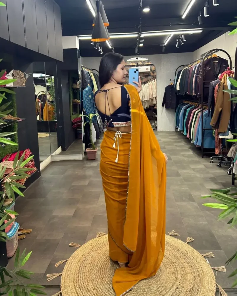 Designer Party Wear Saree With Stitched Blouse
