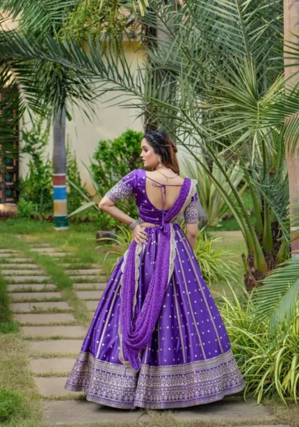 Purple color lehenga choli with men kurta in couple combos