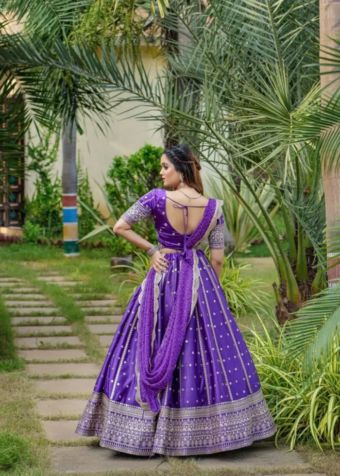 Purple color lehenga choli with men kurta in couple combos