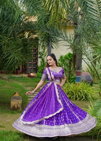 Purple color lehenga choli with men kurta in couple combos