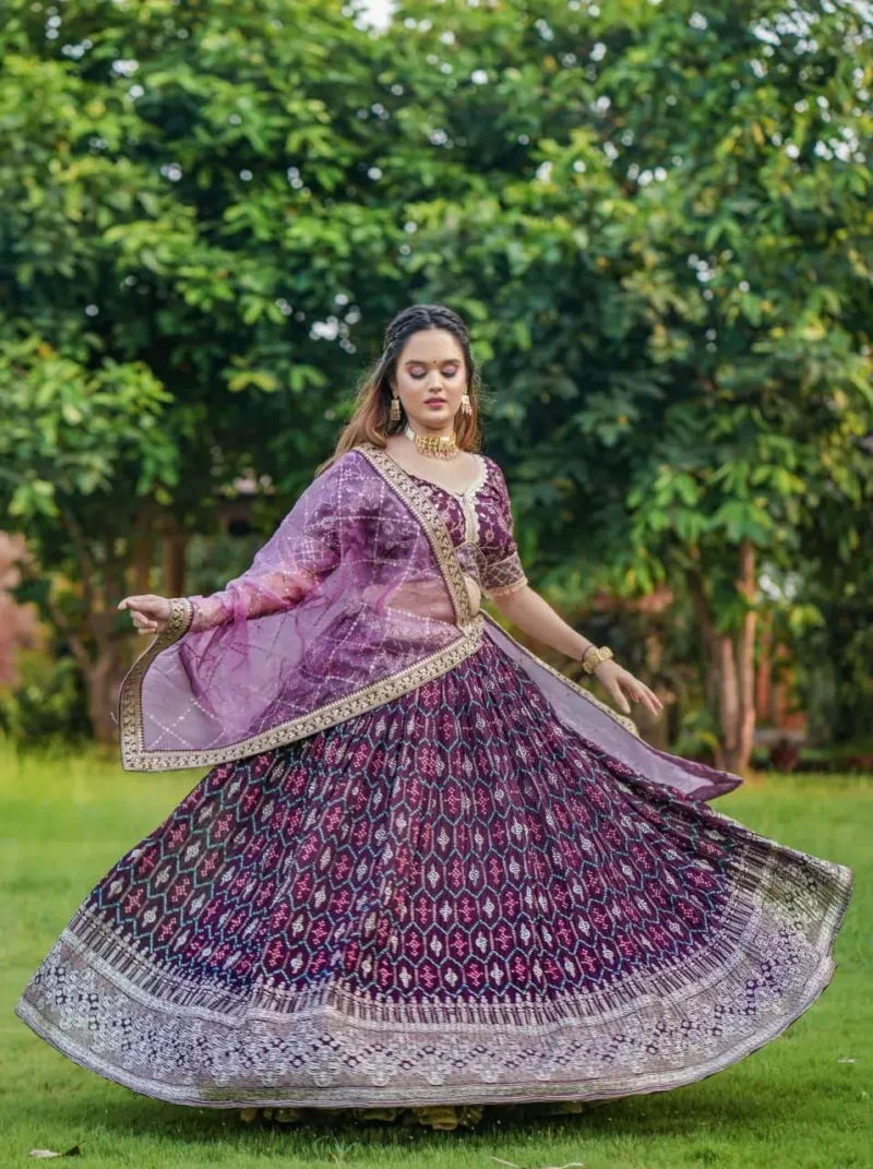 Wine color lehenga choli with men kurta in couple combos