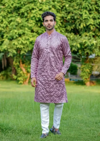 Wine color men kurta in couple combos