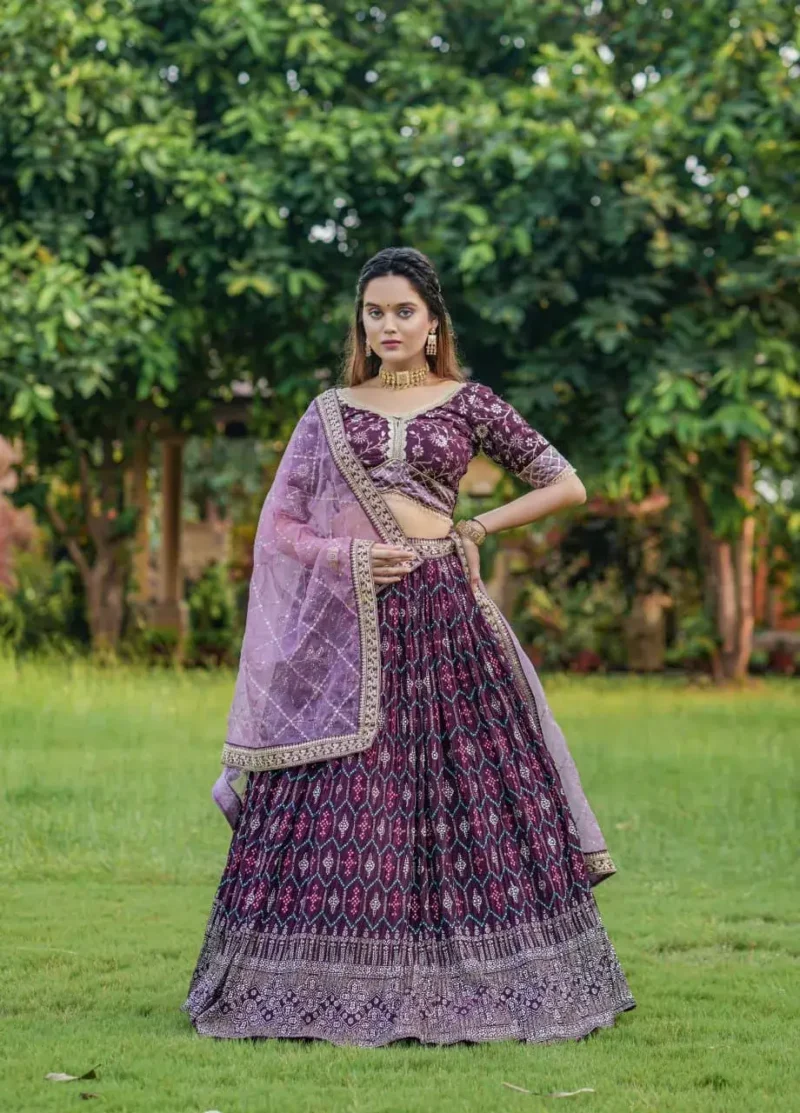 Wine color lehenga choli with men kurta in couple combos