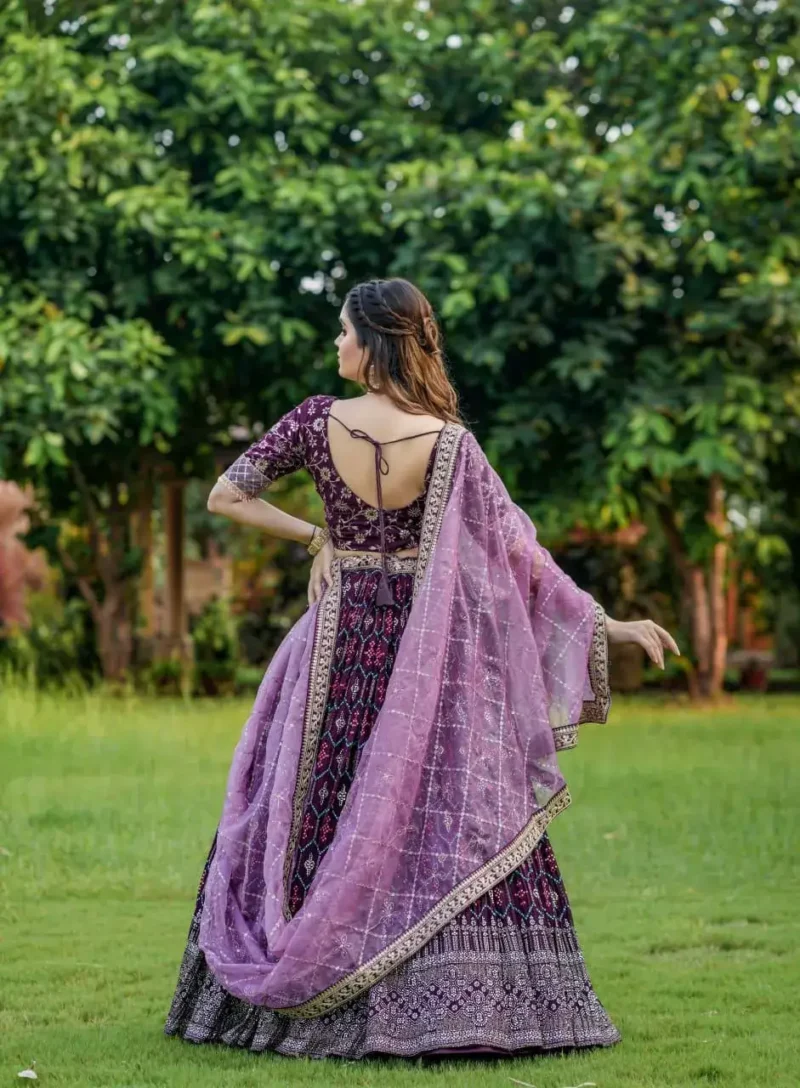 Wine color lehenga choli with men kurta in couple combos