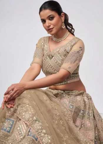 Golden Color Lehenga with Floral Embroidered heavy work Bridal Lehenga Choli