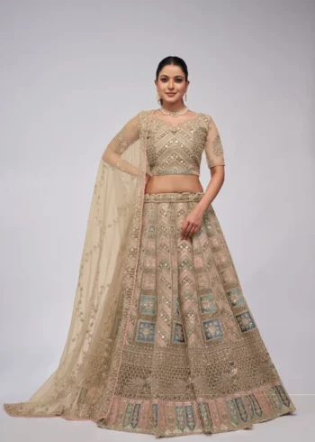 Golden Color Lehenga with Floral Embroidered heavy work Bridal Lehenga Choli