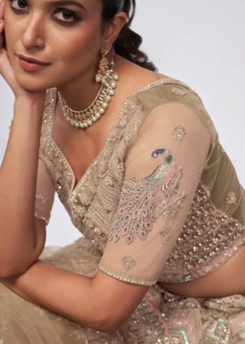 Golden Color Lehenga with Floral Embroidered heavy work Bridal Lehenga Choli