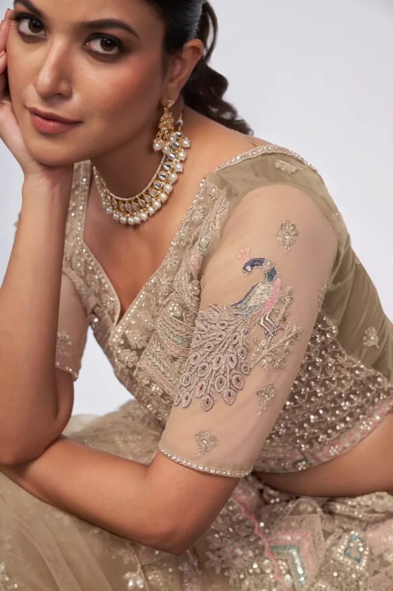 Golden Color Lehenga with Floral Embroidered heavy work Bridal Lehenga Choli