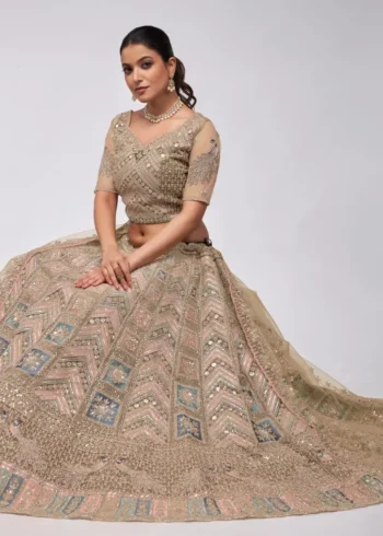 Golden Color Lehenga with Floral Embroidered heavy work Bridal Lehenga Choli