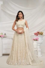 Ivory Color Diamond Pattern Sequin Embroidered Bridal Lehenga Choli