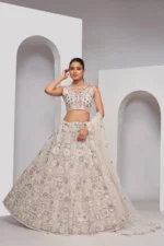 ivory white sequence embroidered soft net bridal lehenga choli full heavy luxury lehenga