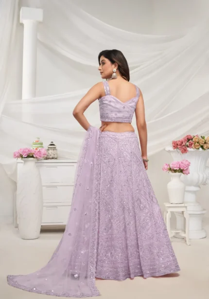 Mauve Color Zig-Zag Pattern Embroidered Bridal Lehenga Choli