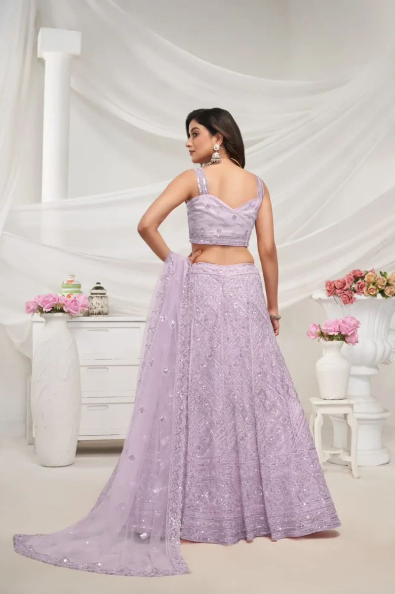 Mauve Color Zig-Zag Pattern Embroidered Bridal Lehenga Choli