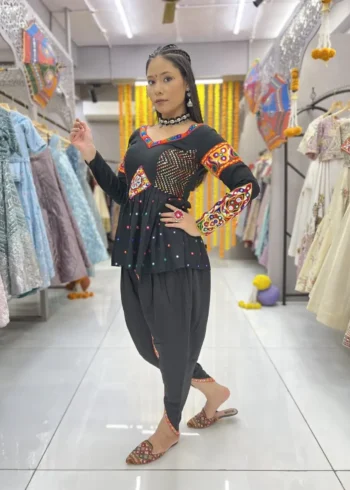 kedia and dhoti set for navratri & garba with black dhoti and black kedia