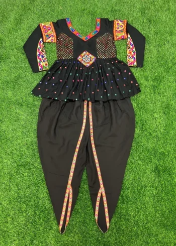 kedia and dhoti set for navratri & garba with black dhoti and black kedia