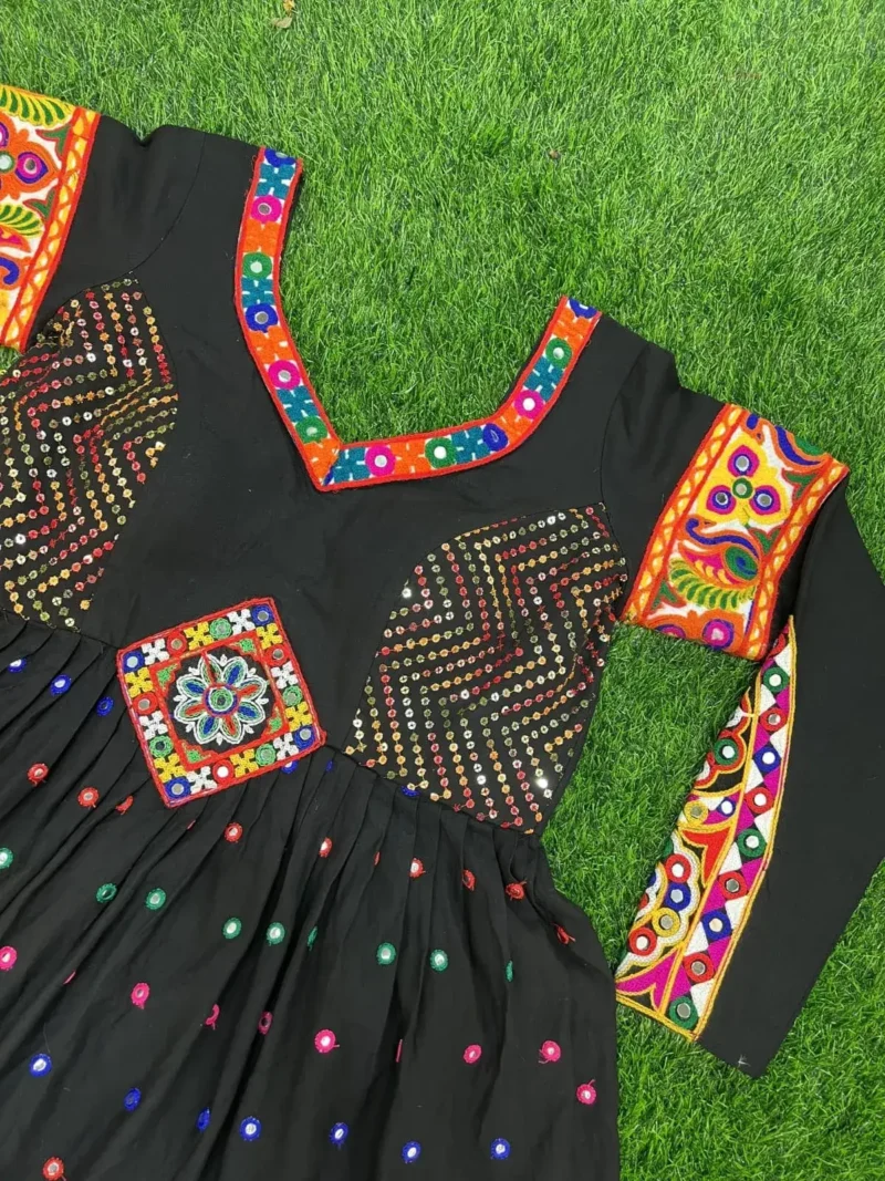 kedia and dhoti set for navratri & garba with rani color dhoti and black kedia