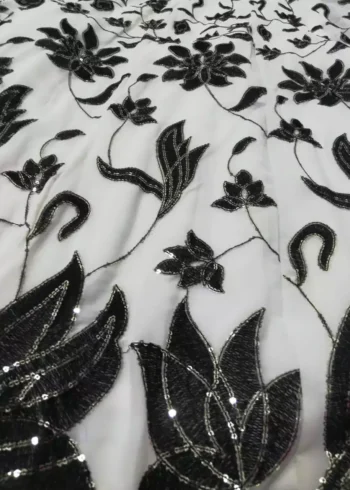 black and white color faux georgette embroidere party wear lehenga choli