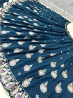 blue color faux georgette fabric embroidered party wear lehenga choli