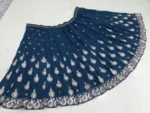 blue color faux georgette fabric embroidered party wear lehenga choli