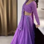 lavender color faux georgette embroidered party wear lehenga choli