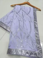 lavender color faux georgette fabric sequins embroidered designer party wear saree