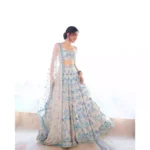 faux georgette multi color embroidered party wear lehenga choli