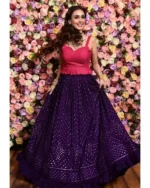 puple color faux georgette fabric party wear lehenga choli