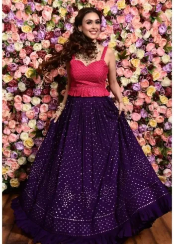 puple color faux georgette fabric party wear lehenga choli