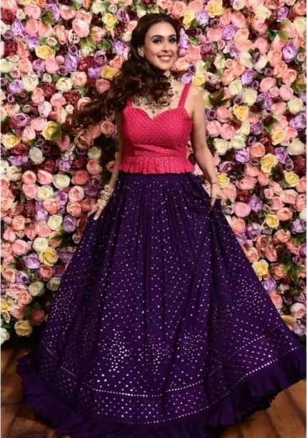 puple color faux georgette fabric party wear lehenga choli