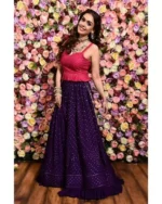 puple color faux georgette fabric party wear lehenga choli