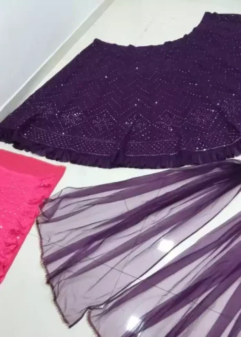 puple color faux georgette fabric party wear lehenga choli