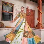 fire traditional indowestern lehenga choli with jacket in white and multi color