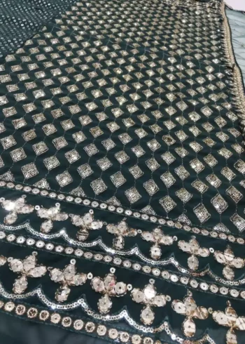 green color faux georgette embroidered party wear and bridal lehenga choli