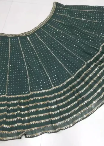 green color faux georgette embroidered party wear and bridal lehenga choli