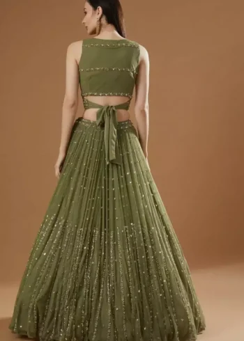 green color georgette fabric embroidered party wear lehenga choli