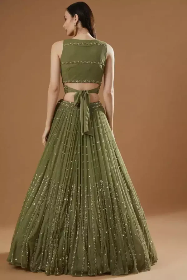 green color georgette fabric embroidered party wear lehenga choli