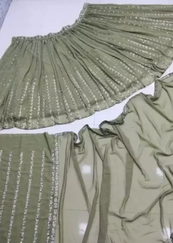 green color georgette fabric embroidered party wear lehenga choli
