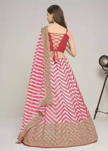 multi color printed georgette party wear lehenga choli