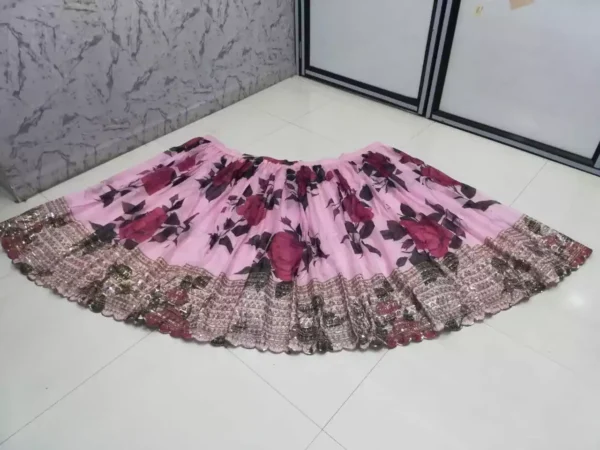 organza fabric pink color zari embroidered party wear lehenga choli