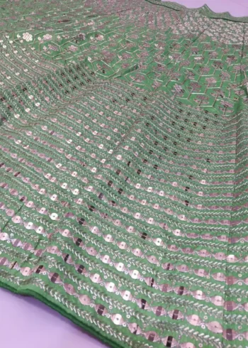 parrot green color bangalori silk fabric zari embroidered party wear lehenga choli